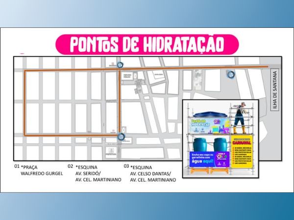Carnaval de Caicó: Secretaria de Saúde terá pontos de hidratação com distribuição de água no corredor da folia